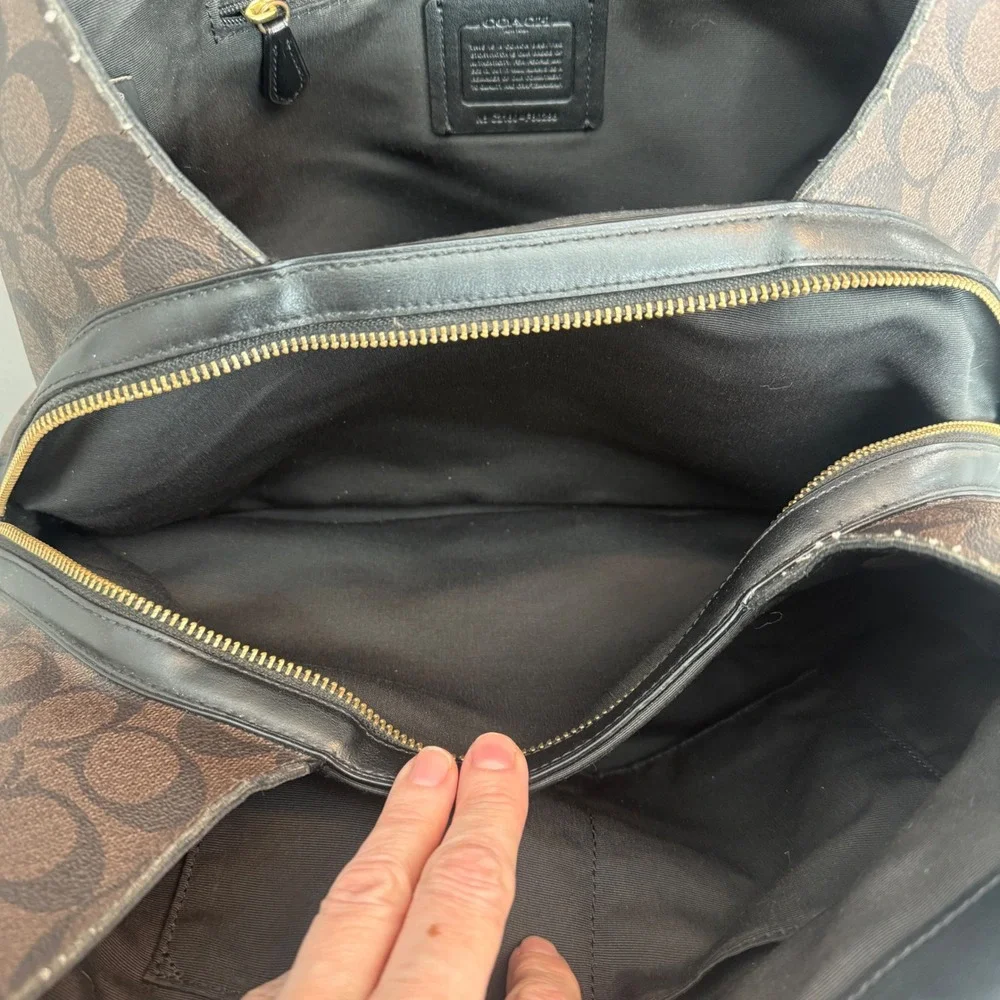 Coach Lexy Shoulder Bag Signature Coated Canvas Brown Black Monogram - Picture 9 of 12